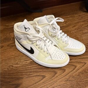 Nike Air Jordan Mid Sneakers in Cream and White